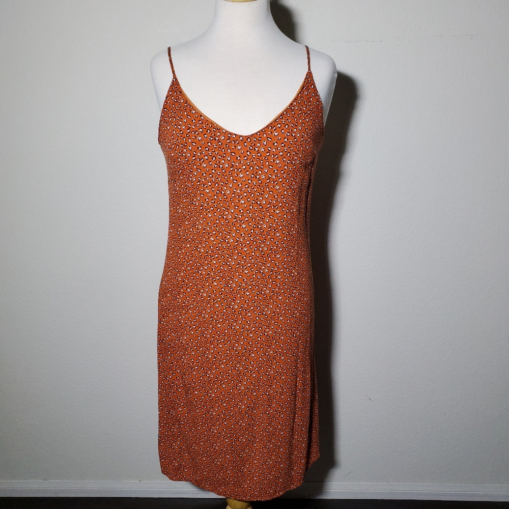 ♡Cheetah Print Orange Midi Dress